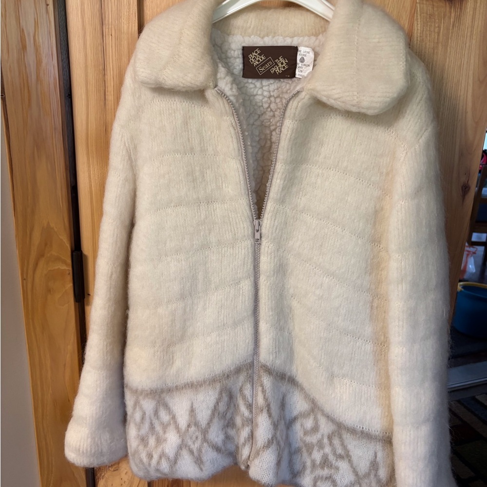 Sears Cream Teddy Jacket Sherpa Lined